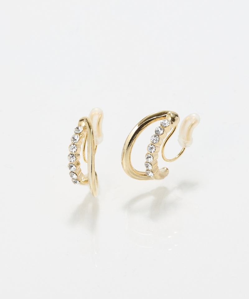 【痛くないシリーズ/金属アレルギー対応】ブリリアントダブルハーフフープライトフィットイヤリング