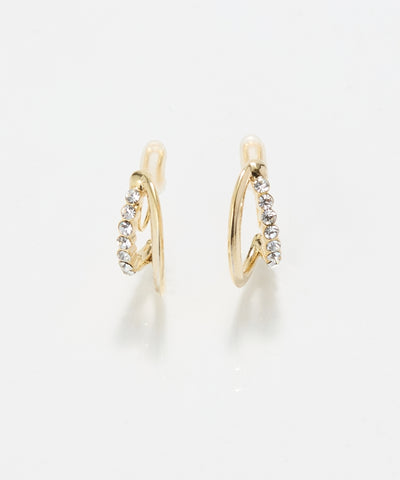 【痛くないシリーズ/金属アレルギー対応】ブリリアントダブルハーフフープライトフィットイヤリング