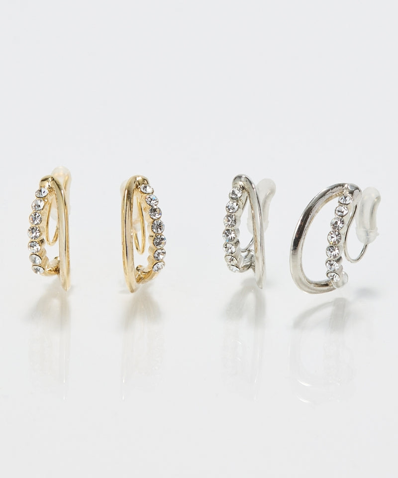 【痛くないシリーズ/金属アレルギー対応】ブリリアントダブルハーフフープライトフィットイヤリング