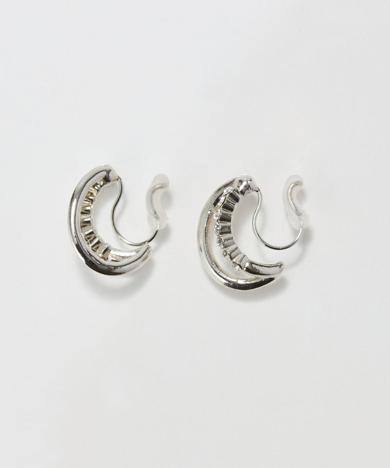 【痛くないシリーズ/金属アレルギー対応】ブリリアントダブルハーフフープライトフィットイヤリング