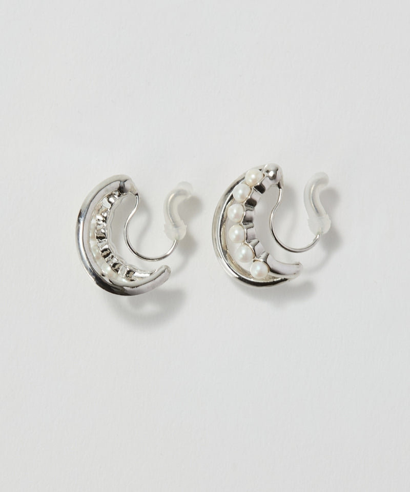 【痛くないシリーズ/金属アレルギー対応】プチパールダブルハーフフープライトフィットイヤリング