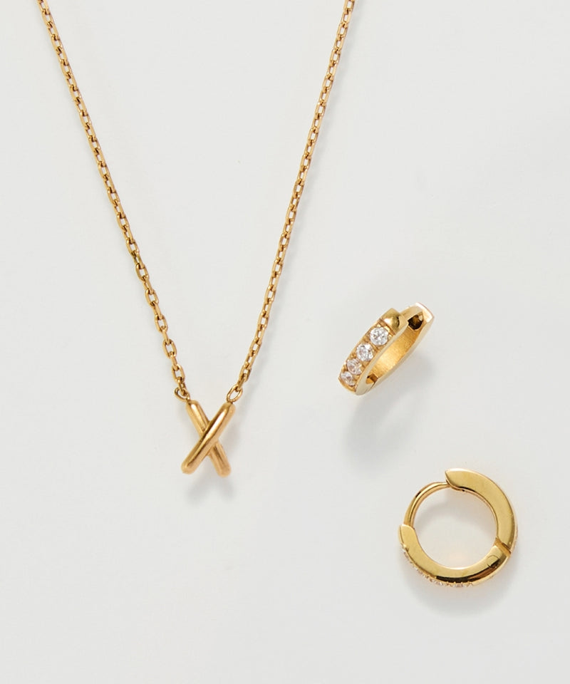 【2025Xmas Collection】ラディアントミニクロスネックレス&ピアス/BOX&ショッパー付き