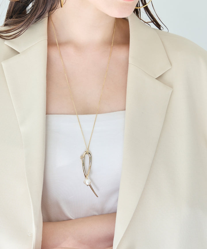 Phoebe/フィービィー】 2wayスタイリッシュクロスカーブパールブローチ