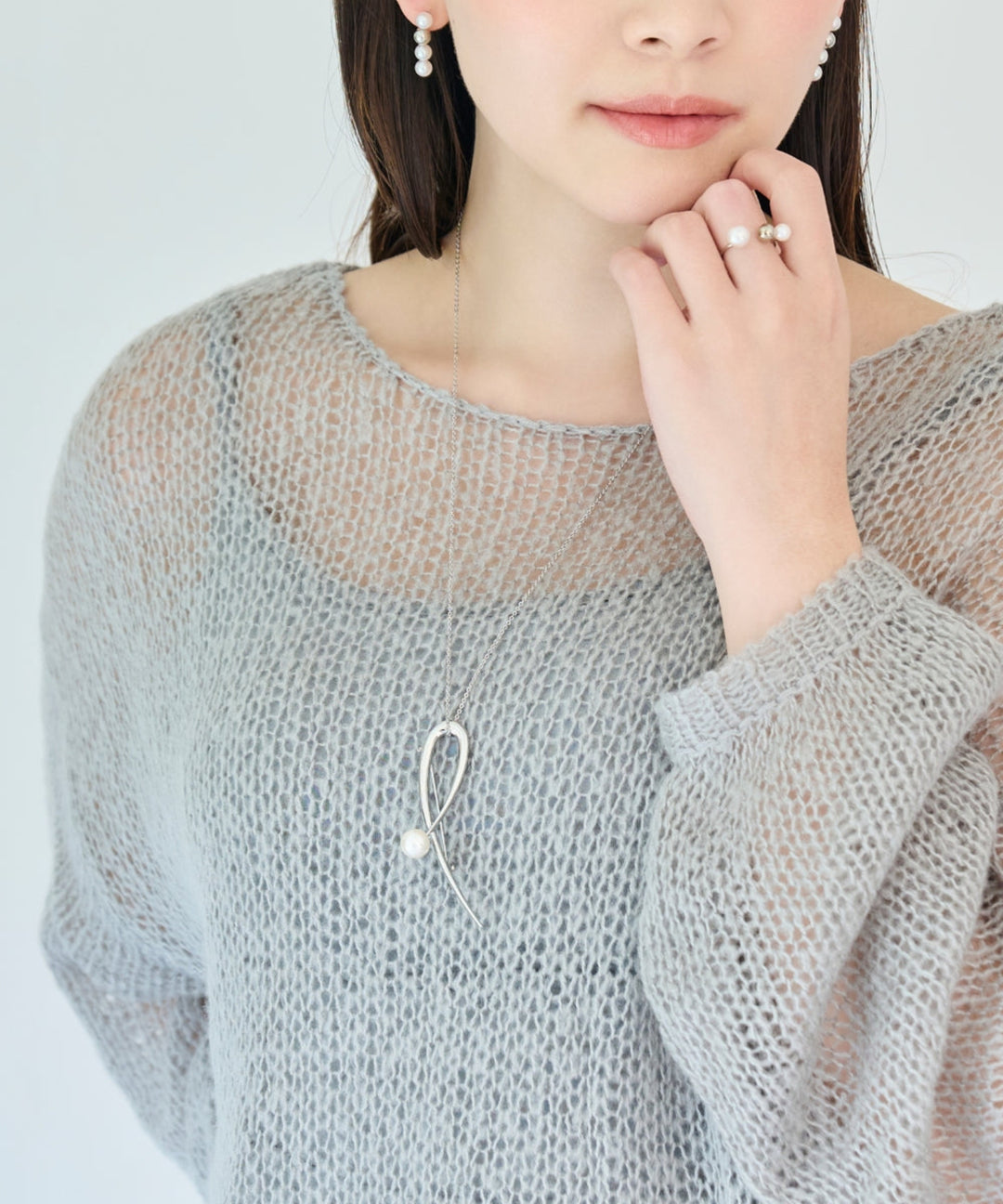 Phoebe/フィービィー】 2wayスタイリッシュクロスカーブパールブローチ