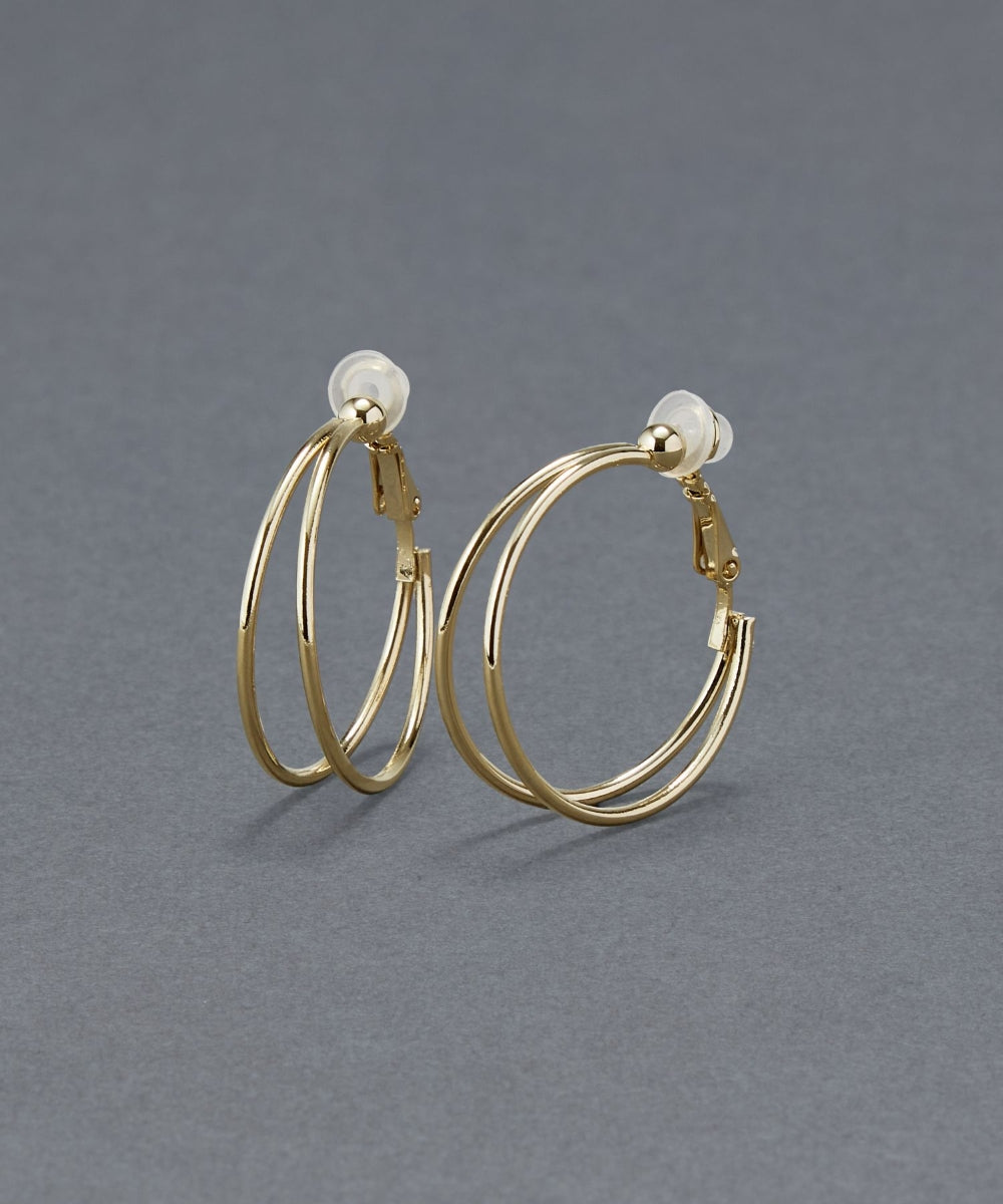 ≪TV番組・雑誌掲載商品≫ダブルラインフープイヤリング