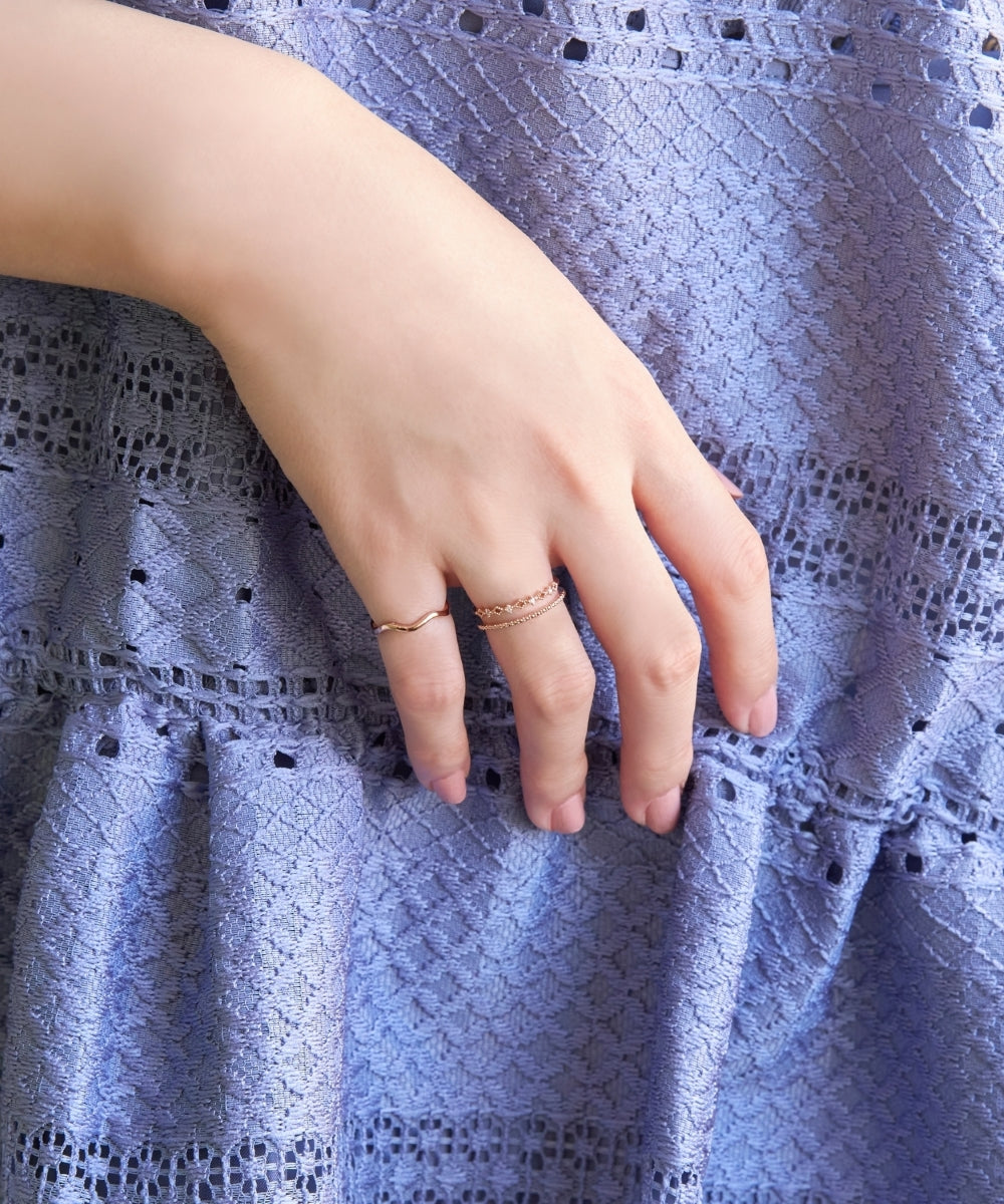 Phoebe/フィービィー】フェミニンプレイスドビジューセットリング