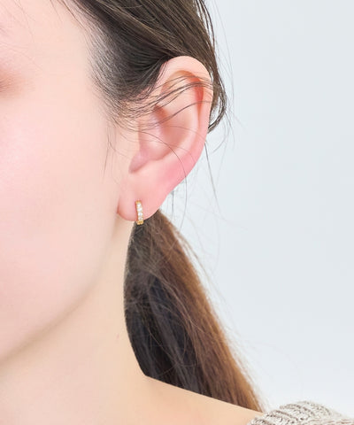 【金属アレルギー対応】ワンタッチビジューフープミニピアス(片耳)/サージカルステンレス