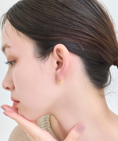 【金属アレルギー対応】ワンタッチビジューフープミニピアス(片耳)/サージカルステンレス