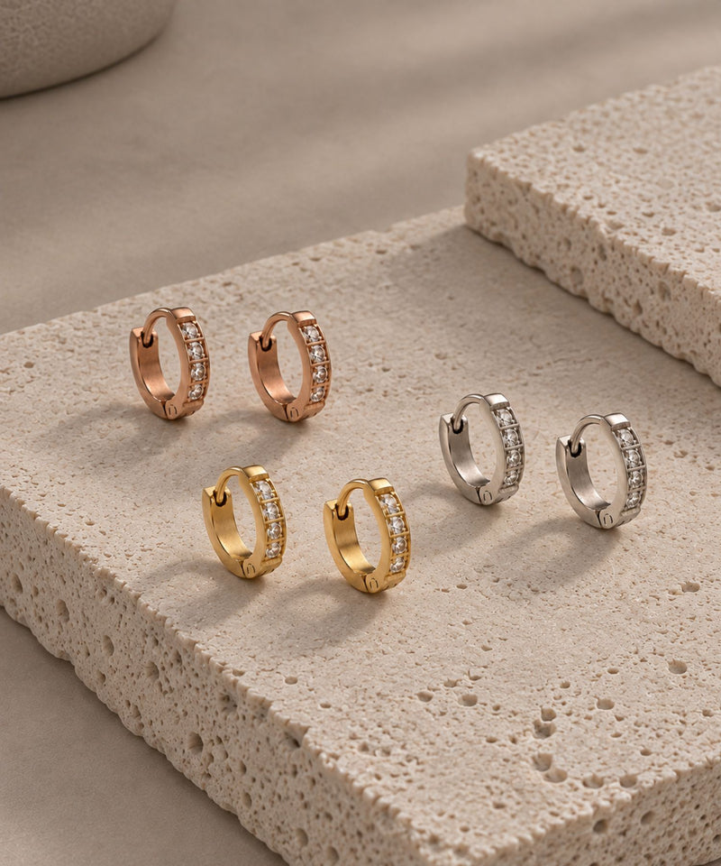 ワンタッチビジューフープミニピアス