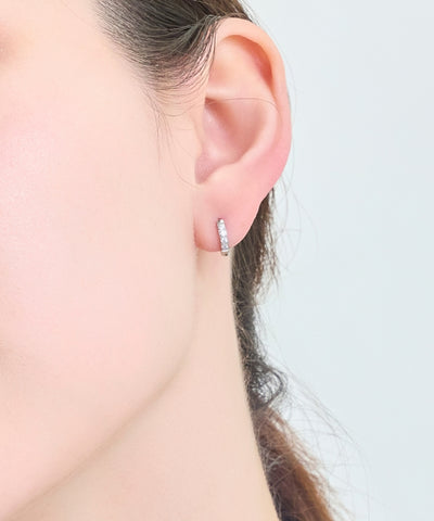 【金属アレルギー対応】ワンタッチビジューフープミニピアス/サージカルステンレス