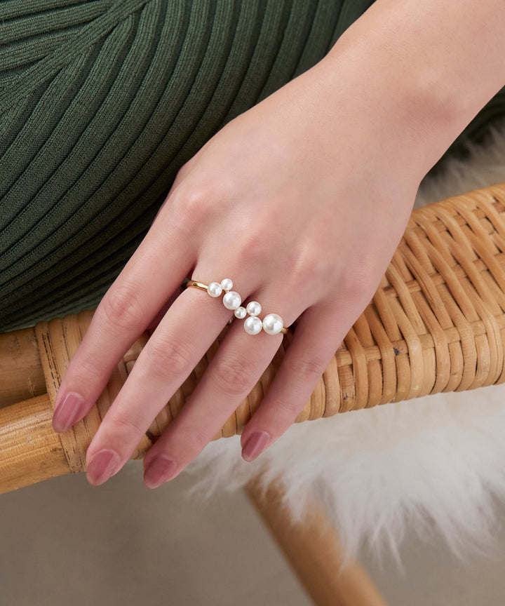 HYEON ヘヨン パールダブルフィンガーリング
