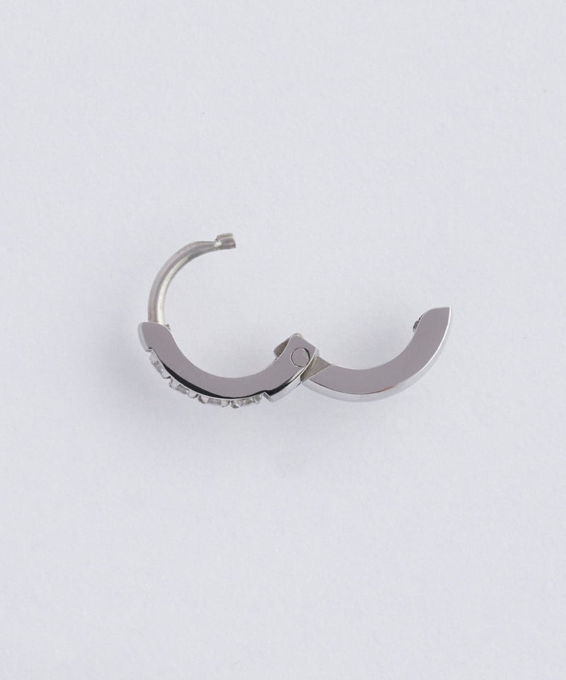 【金属アレルギー対応】ワンタッチビジューフープミニピアス(片耳)/サージカルステンレス