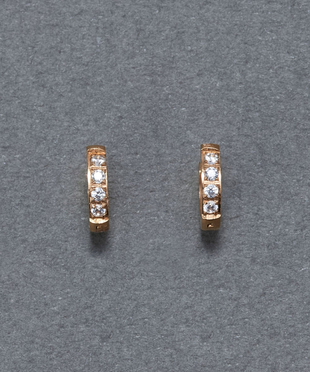 【金属アレルギー対応】ワンタッチビジューフープミニピアス/サージカルステンレス