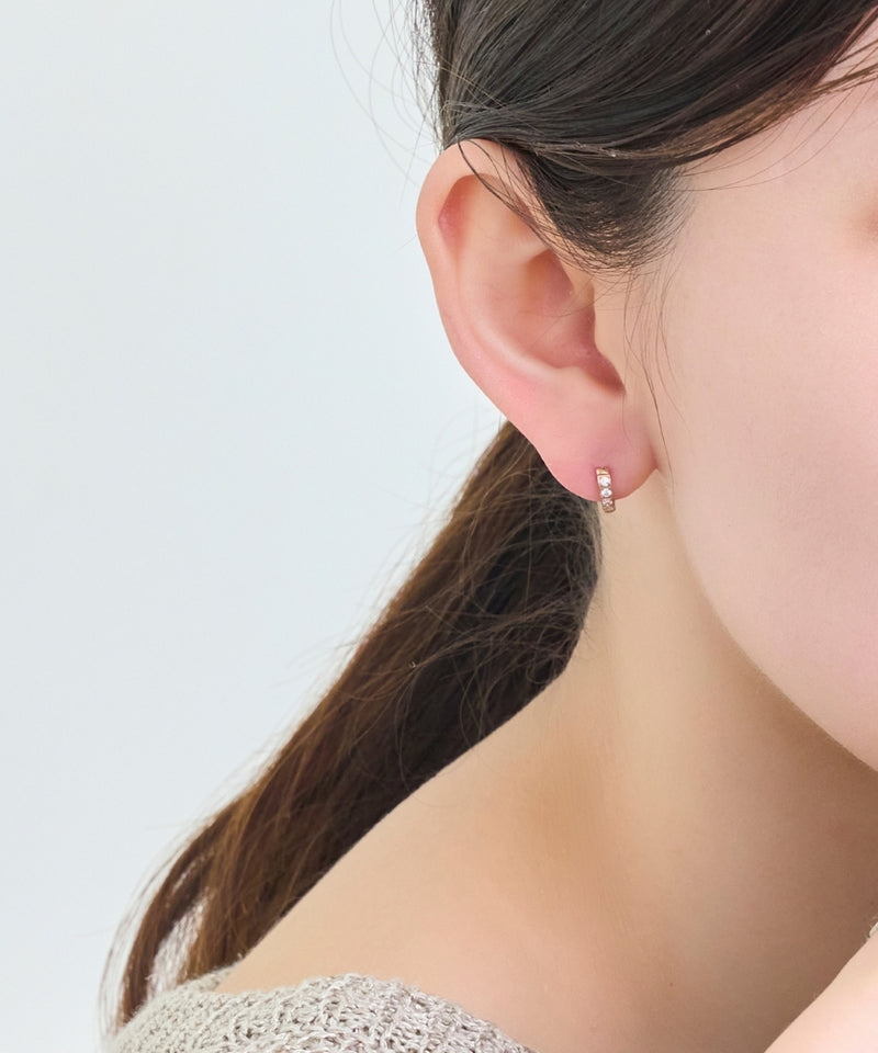 【金属アレルギー対応】ワンタッチビジューフープミニピアス(片耳)/サージカルステンレス