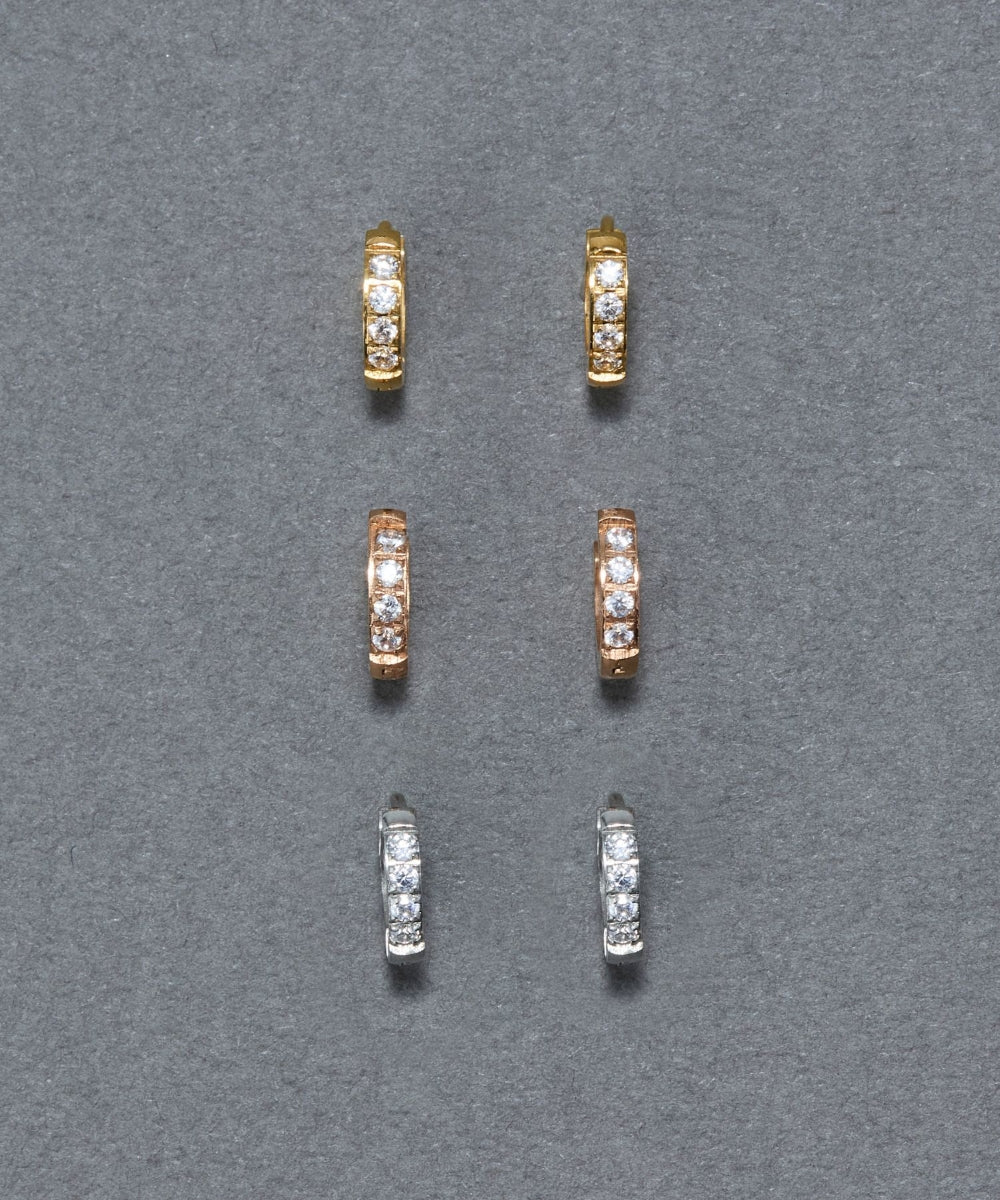 【金属アレルギー対応】ワンタッチビジューフープミニピアス/サージカルステンレス