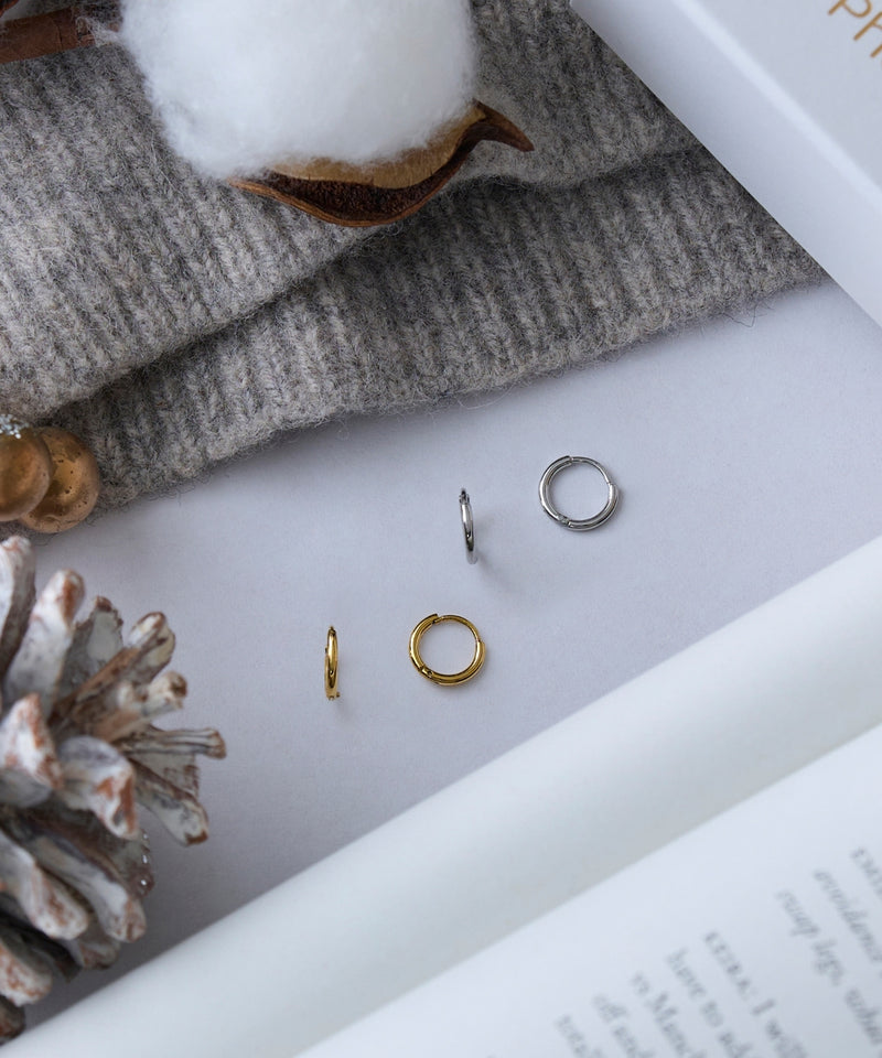 <限定ペア商品>【金属アレルギー対応】ミニフープペアピアス