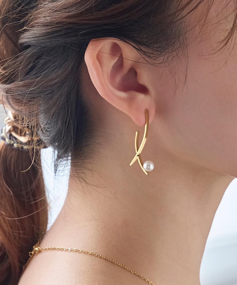 Phoebe/フィービィー】【金属アレルギー対応】クロスラインパール