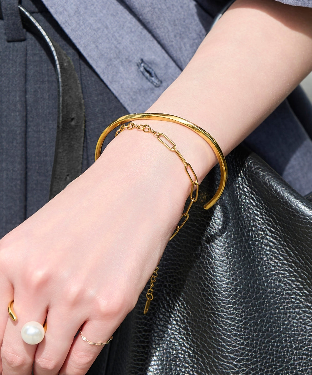 チャンキーミックスチェーンブレスレット/サージカルステンレス