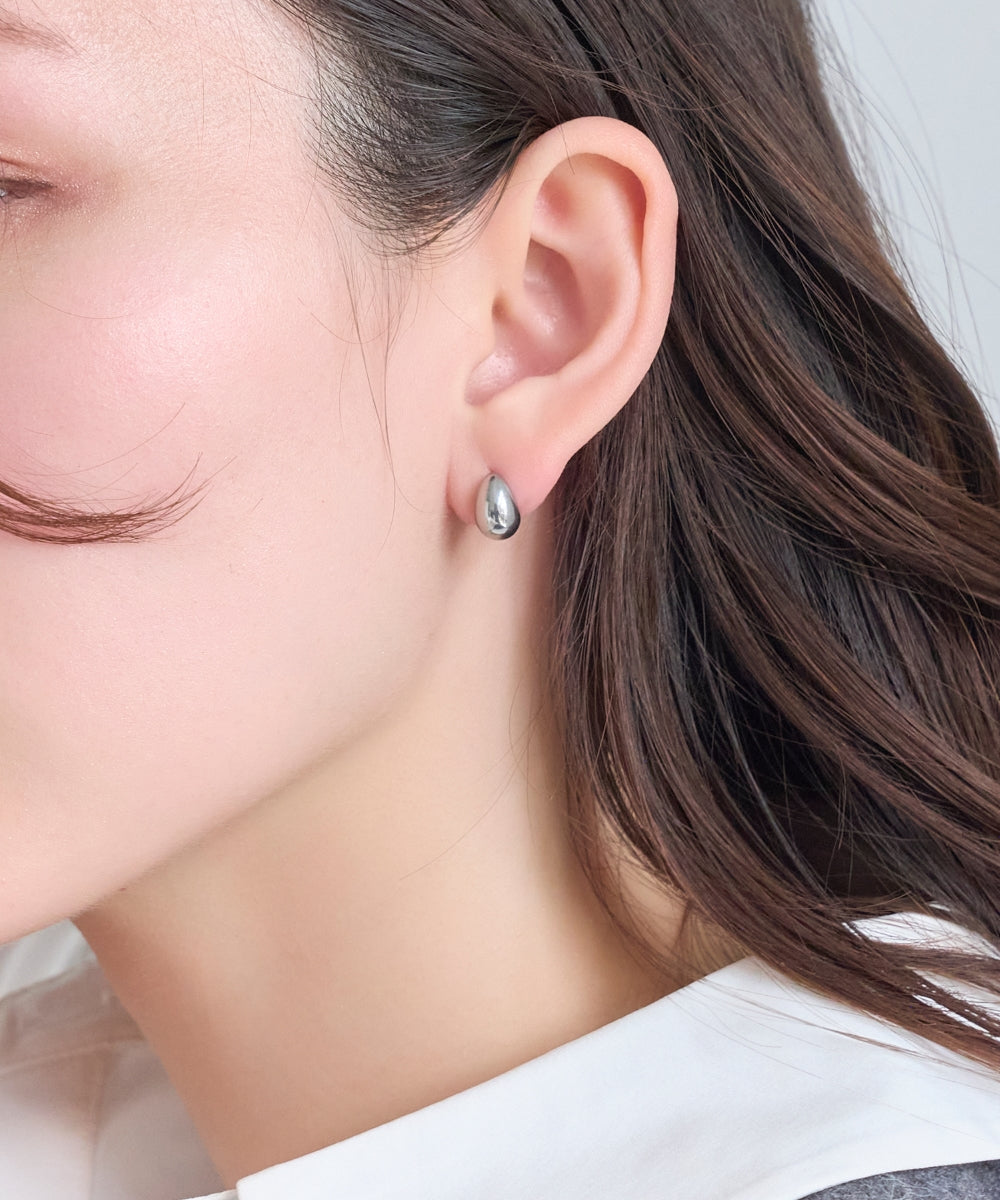 <新色>【金属アレルギー対応】プックリハーフフープミニピアス/サージカルステンレス