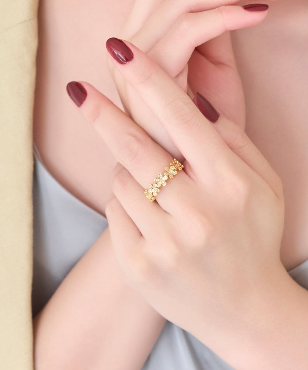 フローラルビジューレースカフリング