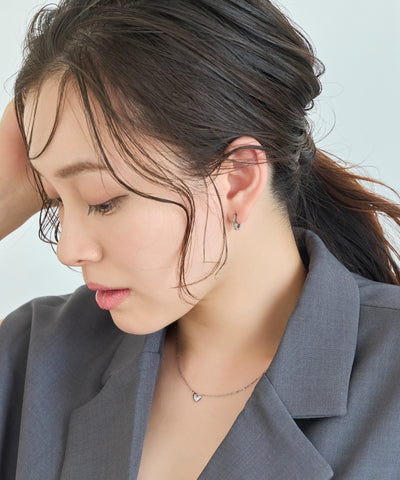 【金属アレルギー対応】ハートフープワンタッチピアス/サージカルステンレス