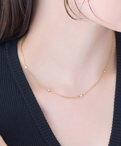 【金属アレルギー対応】ステーションビジューチョーカー/サージカルステンレス/38cm～43cm