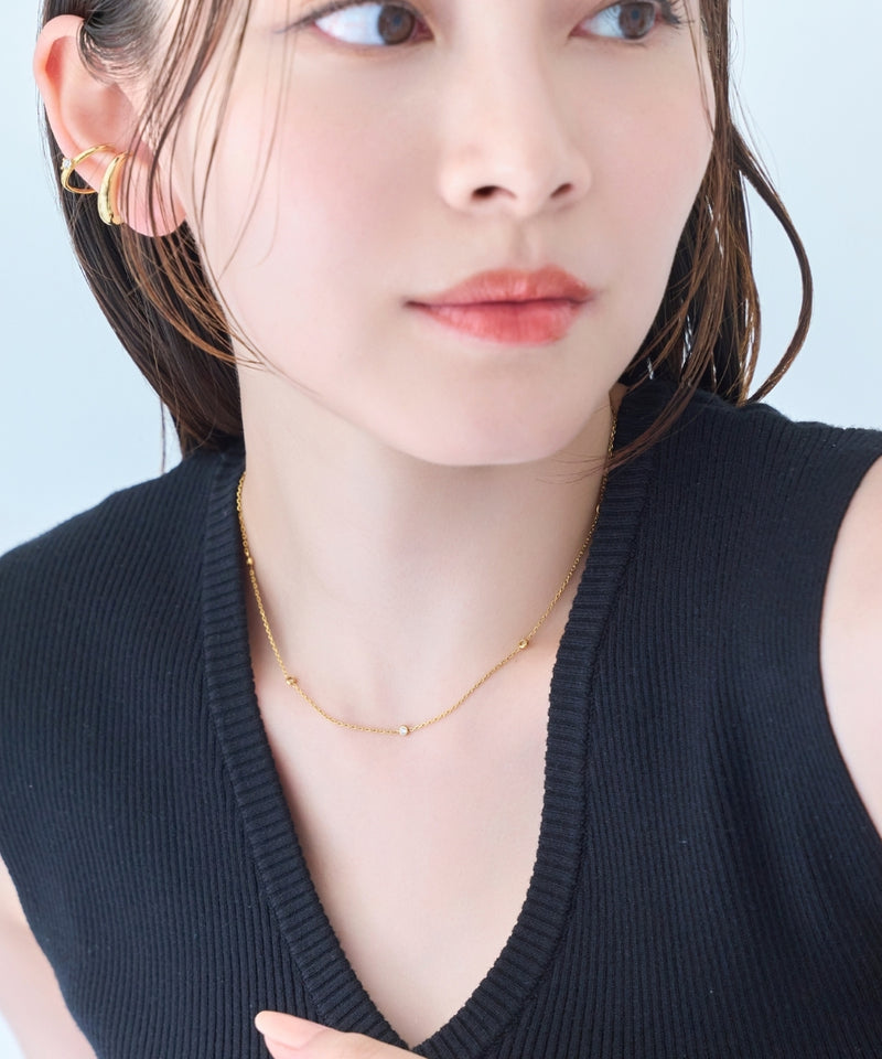 【金属アレルギー対応】ステーションビジューチョーカー/サージカルステンレス/38cm～43cm