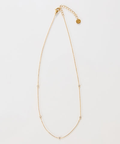 【金属アレルギー対応】ステーションビジューチョーカー/サージカルステンレス/38cm～43cm