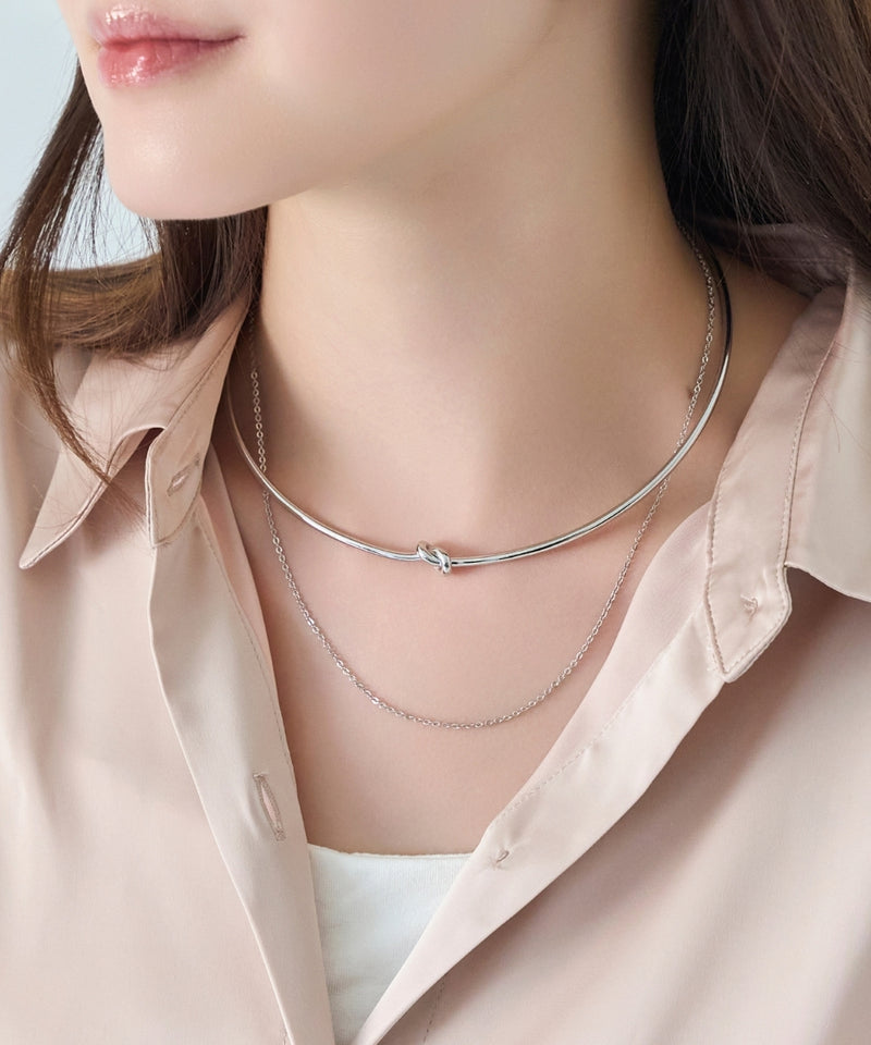 ノットラインレイヤードチョーカー/ネックレス/ネックカフ/36cm