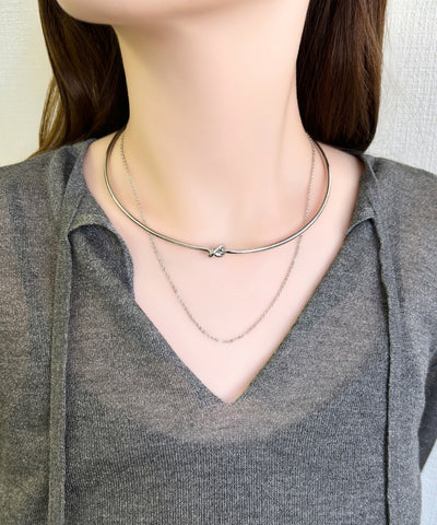 ノットラインレイヤードチョーカー/ネックレス/ネックカフ/36cm