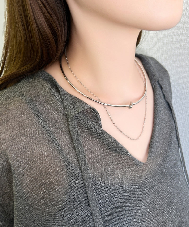 ノットラインレイヤードチョーカー/ネックレス/ネックカフ/36cm