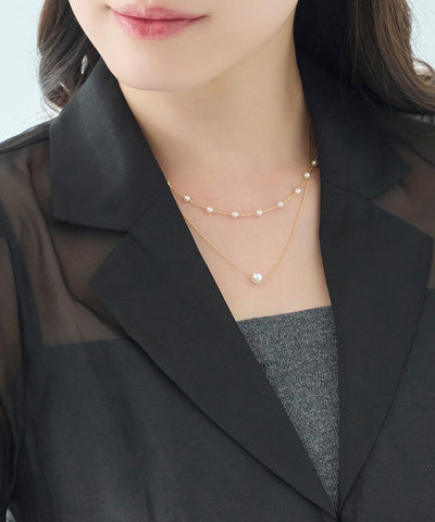 2setエレガントパールネックレス/2連/重ね付け