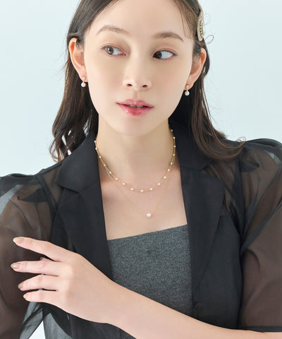 2setエレガントパールネックレス/2連/重ね付け