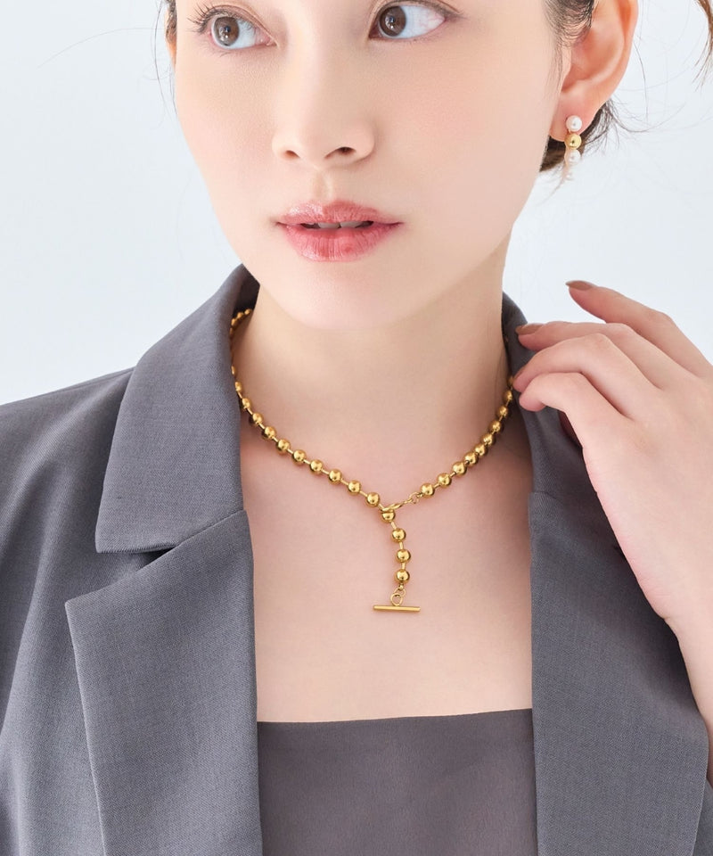 【金属アレルギー対応】ドットラインネックレス/ステンレス