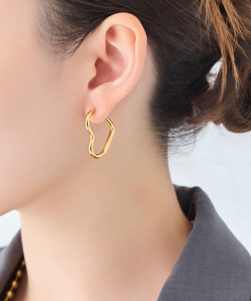 【金属アレルギー対応】グロウハートフープワンタッチピアス/ステンレス