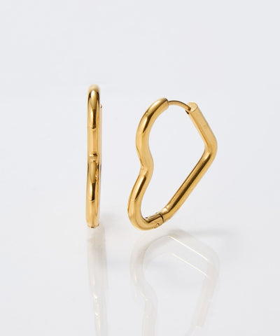 【金属アレルギー対応】グロウハートフープワンタッチピアス/ステンレス