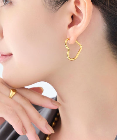 【金属アレルギー対応】グロウハートフープワンタッチピアス/ステンレス