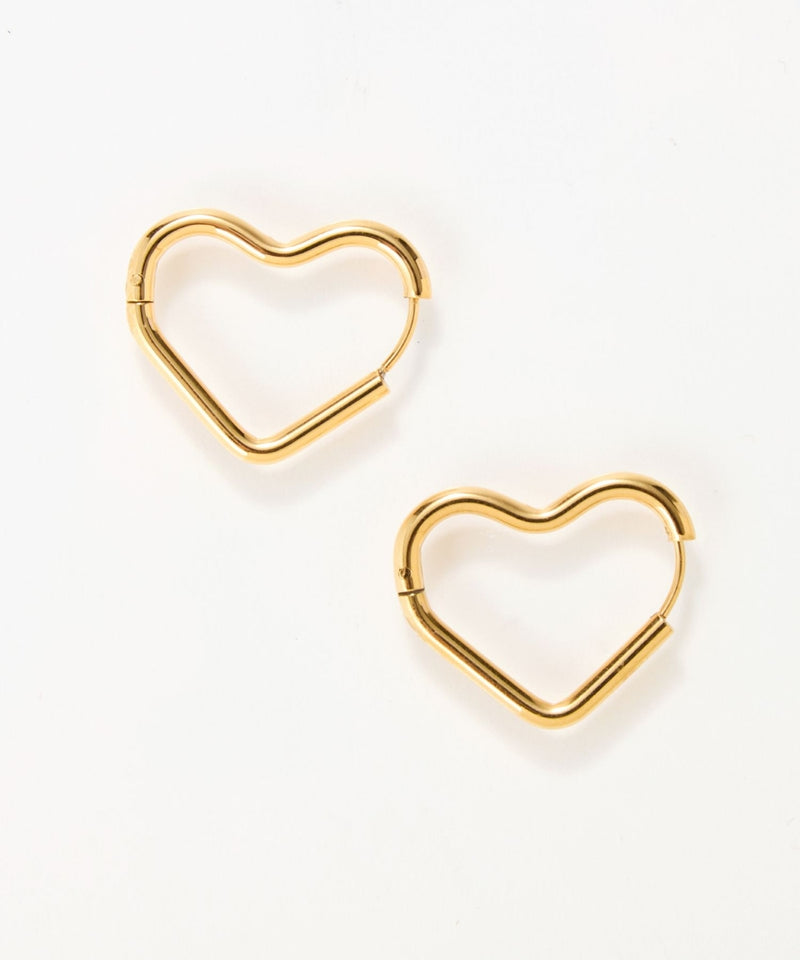 【金属アレルギー対応】グロウハートフープワンタッチピアス/ステンレス