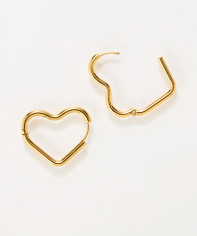 【金属アレルギー対応】グロウハートフープワンタッチピアス/ステンレス