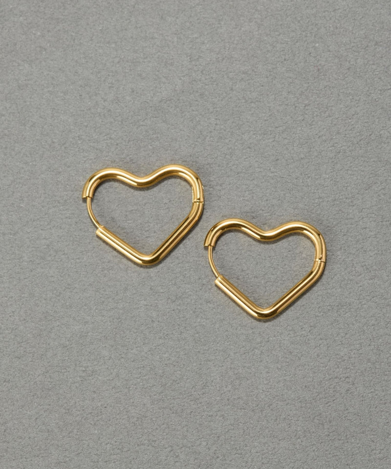 【金属アレルギー対応】グロウハートフープワンタッチピアス/ステンレス