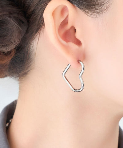 【金属アレルギー対応】グロウハートフープワンタッチピアス/ステンレス