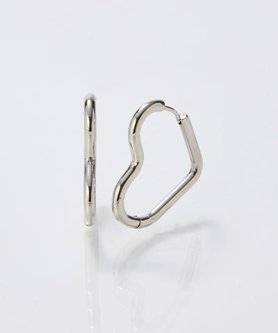 【金属アレルギー対応】グロウハートフープワンタッチピアス/ステンレス