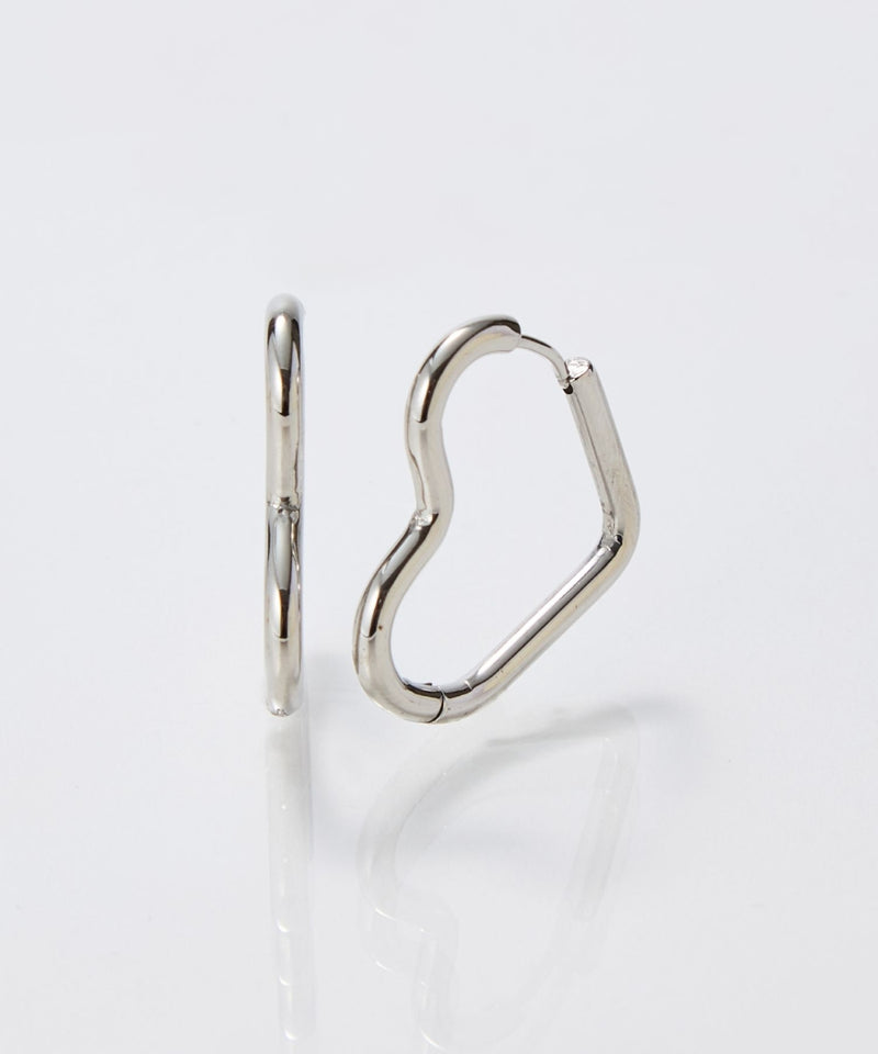 【金属アレルギー対応】グロウハートフープワンタッチピアス/ステンレス