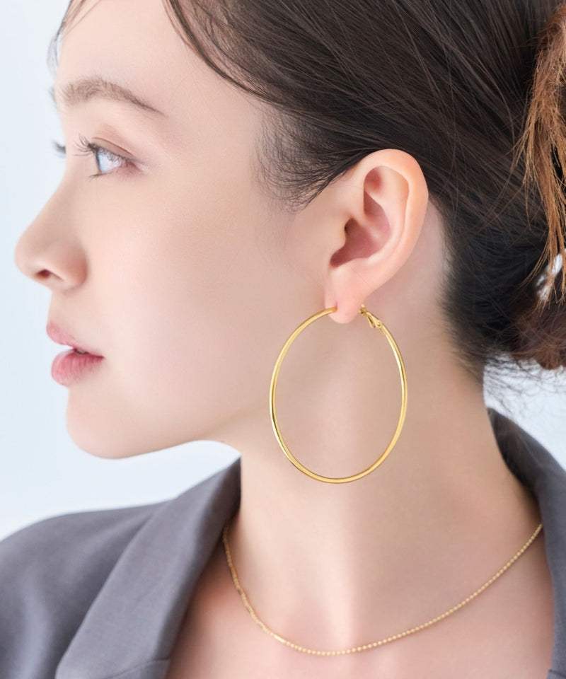 【金属アレルギー対応】ライトフープビッグピアス/ステンレス