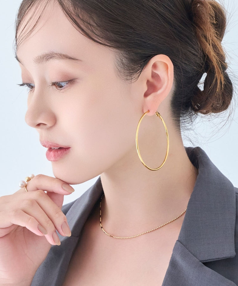 【金属アレルギー対応】ライトフープビッグピアス/ステンレス