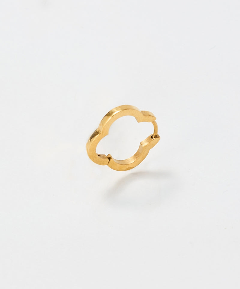 【金属アレルギー対応】フラワーワンタッチフープピアス/サージカルステンレス（片耳）