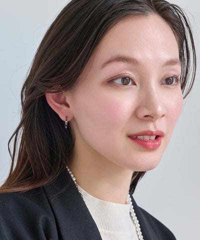 【金属アレルギー対応】フラワーワンタッチフープピアス/サージカルステンレス（片耳）