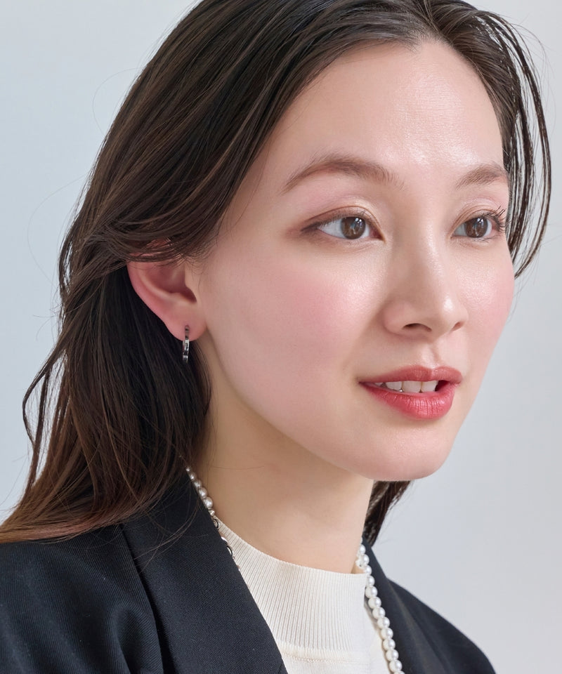 【金属アレルギー対応】フラワーワンタッチフープピアス/サージカルステンレス（片耳）