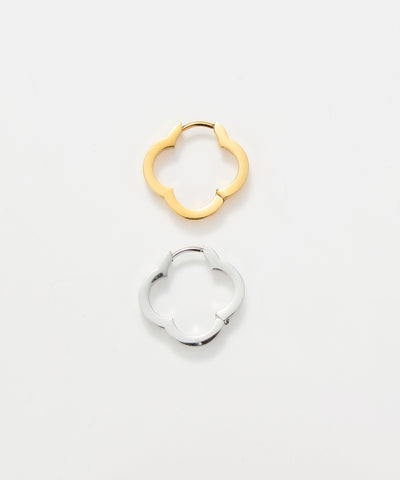 【金属アレルギー対応】フラワーワンタッチフープピアス/サージカルステンレス（片耳）