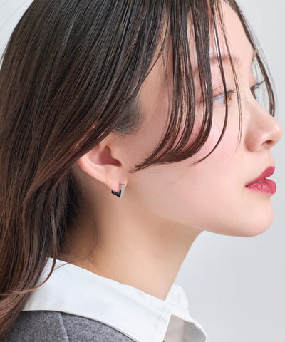 【金属アレルギー対応】ストレートスクエアフープピアス/サージカルステンレス（片耳）
